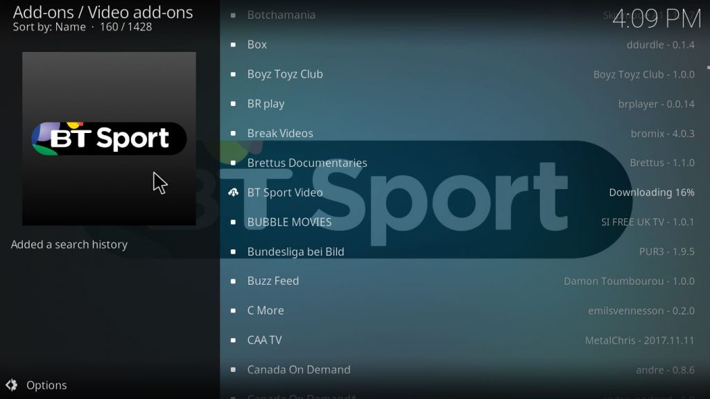 bt sport downloading