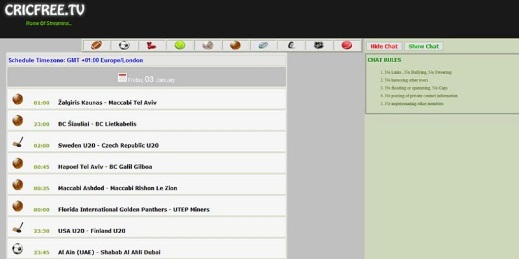 free sport streaming sites cricfree