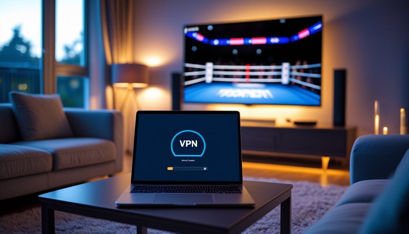 Using a VPN to watch UK boxing streams on a laptop